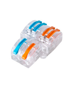 Alternative view of GloboStar® FAST-CONNECT 69909 Διπλή σε Τετραπλή Κλέμα Ταχείας Σύνδεσης & Διακλάδωσης Καλωδίων - 2 x Είσοδοι & 4 x Έξοδοι με Συμβατή Διατομή Καλωδίων 0.08mm² έως 2.5mm² - 250V/4KV 32A Max - Μ2.6 x Π4 x Υ1.5cm - Διάφανο με Πορτοκαλί & Μπλε - Πακέτο 5 Τεμαχίων - 5 Years Warranty