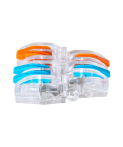 GloboStar® FAST-CONNECT 69909 Διπλή σε Τετραπλή Κλέμα Ταχείας Σύνδεσης & Διακλάδωσης Καλωδίων - 2 x Είσοδοι & 4 x Έξοδοι με Συμβατή Διατομή Καλωδίων 0.08mm² έως 2.5mm² - 250V/4KV 32A Max - Μ2.6 x Π4 x Υ1.5cm - Διάφανο με Πορτοκαλί & Μπλε - Πακέτο 5 Τεμαχίων - 5 Years Warranty 9 69909 3