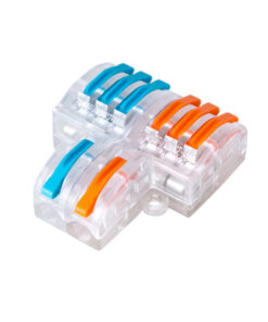 Alternative view of GloboStar® FAST-CONNECT 69910 Διπλή σε Εξαπλή Κλέμα Ταχείας Σύνδεσης & Διακλάδωσης Καλωδίων - 2 x Είσοδοι & 6 x Έξοδοι με Συμβατή Διατομή Καλωδίων 0.08mm² έως 2.5mm² - 250V/4KV 32A Max - Μ3.6 x Π4 x Υ1.5cm - Διάφανο με Πορτοκαλί & Μπλε - Πακέτο 5 Τεμαχίων - 5 Years Warranty