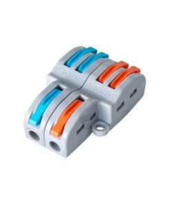 Alternative view of GloboStar® FAST-CONNECT 69913 Διπλή σε Τετραπλή Κλέμα Ταχείας Σύνδεσης & Διακλάδωσης Καλωδίων - 2 x Είσοδοι & 4 x Έξοδοι με Συμβατή Διατομή Καλωδίων 0.08mm² έως 2.5mm² - 250V/4KV 32A Max - Μ2.6 x Π4 x Υ1.5cm - Γκρι με Πορτοκαλί & Μπλε - Πακέτο 5 Τεμαχίων - 5 Years Warranty