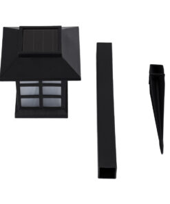 GloboStar® 69928 ΣΕΤ 2 Τεμαχίων Αυτόνομα Ηλιακά Φωτιστικά LED SMD 0.24W/Τεμ. 24lm/Τεμ. με Ενσωματωμένη Μπαταρία 600mAh - Φωτοβολταϊκό Πάνελ με Αισθητήρα Ημέρας-Νύχτας Αδιάβροχο IP65 Φανάρι Κήπου Τετράγωνο Ψυχρό Λευκό 6000K Μ8.5 x Π8.5 x Υ26.5cm 12 69928 3