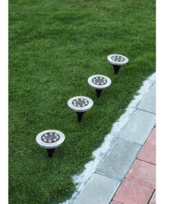 GloboStar® 69929 ΣΕΤ 4 Τεμαχίων Αυτόνομα Ηλιακά Φωτιστικά LED SMD 0.80W/Τεμ. 80lm/Τεμ. με Ενσωματωμένη Μπαταρία 600mAh - Φωτοβολταϊκό Πάνελ με Αισθητήρα Ημέρας-Νύχτας Αδιάβροχο IP65 Φανάρι Κήπου Στρογγυλό Ψυχρό Λευκό 6000K Φ12 x Υ13cm 24 69929 10