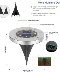 GloboStar® 69929 ΣΕΤ 4 Τεμαχίων Αυτόνομα Ηλιακά Φωτιστικά LED SMD 0.80W/Τεμ. 80lm/Τεμ. με Ενσωματωμένη Μπαταρία 600mAh - Φωτοβολταϊκό Πάνελ με Αισθητήρα Ημέρας-Νύχτας Αδιάβροχο IP65 Φανάρι Κήπου Στρογγυλό Ψυχρό Λευκό 6000K Φ12 x Υ13cm 23 69929 9