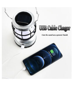 GloboStar® 69931 Αυτόνομο Ηλιακό Επαναφορτιζόμενο Φανάρι Camping LED 5W με Εναλλαγή Χρωμάτων Flame Effect & Επαναφορτιζόμενη Μπαταρία 18650 1200mAh Li-ion - Power Bank - Αδιάβροχο IP54 - Dimmable - Μαύρο Ασημί - Flame Effect 1800K - Ψυχρό Λευκό 6000K Φ10. 25 69931 10