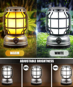 GloboStar® 69931 Αυτόνομο Ηλιακό Επαναφορτιζόμενο Φανάρι Camping LED 5W με Εναλλαγή Χρωμάτων Flame Effect & Επαναφορτιζόμενη Μπαταρία 18650 1200mAh Li-ion - Power Bank - Αδιάβροχο IP54 - Dimmable - Μαύρο Ασημί - Flame Effect 1800K - Ψυχρό Λευκό 6000K Φ10. 26 69931 11