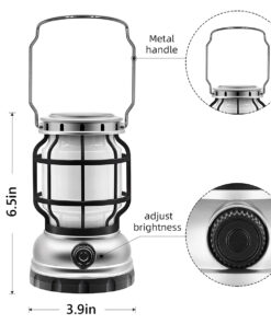 GloboStar® 69931 Αυτόνομο Ηλιακό Επαναφορτιζόμενο Φανάρι Camping LED 5W με Εναλλαγή Χρωμάτων Flame Effect & Επαναφορτιζόμενη Μπαταρία 18650 1200mAh Li-ion - Power Bank - Αδιάβροχο IP54 - Dimmable - Μαύρο Ασημί - Flame Effect 1800K - Ψυχρό Λευκό 6000K Φ10. 29 69931 14