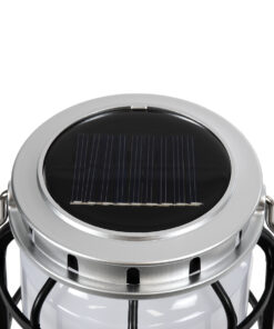 GloboStar® 69931 Αυτόνομο Ηλιακό Επαναφορτιζόμενο Φανάρι Camping LED 5W με Εναλλαγή Χρωμάτων Flame Effect & Επαναφορτιζόμενη Μπαταρία 18650 1200mAh Li-ion - Power Bank - Αδιάβροχο IP54 - Dimmable - Μαύρο Ασημί - Flame Effect 1800K - Ψυχρό Λευκό 6000K Φ10. 20 69931 5