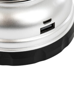 GloboStar® 69931 Αυτόνομο Ηλιακό Επαναφορτιζόμενο Φανάρι Camping LED 5W με Εναλλαγή Χρωμάτων Flame Effect & Επαναφορτιζόμενη Μπαταρία 18650 1200mAh Li-ion - Power Bank - Αδιάβροχο IP54 - Dimmable - Μαύρο Ασημί - Flame Effect 1800K - Ψυχρό Λευκό 6000K Φ10. 22 69931 7