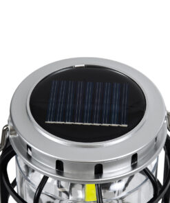 GloboStar® 69932 Αυτόνομο Ηλιακό Επαναφορτιζόμενο Φανάρι Camping LED 5W με Επαναφορτιζόμενη Μπαταρία 18650 1200mAh Li-ion - Power Bank - Αδιάβροχο IP54 - Dimmable - Μαύρο Ασημί - Ψυχρό Λευκό 6000K Φ10.2 x Υ16cm 14 69932 5