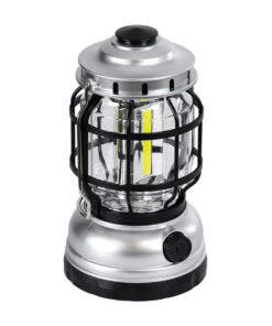 Alternative view of GloboStar® 69933 Αυτόνομο Επαναφορτιζόμενο Φανάρι Camping LED 5W με Επαναφορτιζόμενη Μπαταρία 18650 1200mAh Li-ion - Power Bank - Αδιάβροχο IP54 - Dimmable - Μαύρο Ασημί - Ψυχρό Λευκό 6000K Φ10.2 x Υ18cm