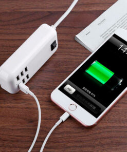 Φορτιστής USB 6 Θέσεων με ON / OFF Διακόπτη 4A 20 Watt 5V DC Λευκός GloboStar 69998 13 69998 004