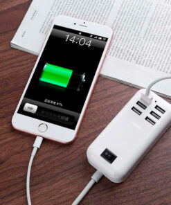 Φορτιστής USB 6 Θέσεων με ON / OFF Διακόπτη 4A 20 Watt 5V DC Λευκός GloboStar 69998 14 69998 005