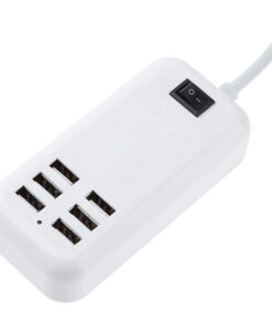 GloboStar® Φορτιστής USB 6 Θέσεων με ON / OFF Διακόπτη 4A 20 Watt 5V DC Λευκός GloboStar 69998