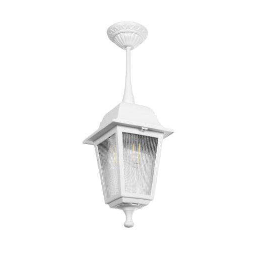 GloboStar® GloboStar® SOLME 203-0219 Vintage Κρεμαστό Φωτιστικό Φαναράκι Μονόφωτο 1 x E27 IP44 Λευκό Πλαστικό Σώμα - Μ15 x Π15 x Υ27cm