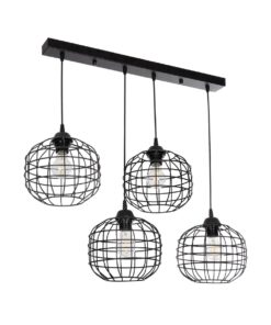 GloboStar® GLOBOSTAR® PULSAR 201-0103 Vintage Κρεμαστό Φωτιστικό Οροφής με Ντουί 4 x E27 AC 220-240V IP20 - Μαύρο - Μ80 x Π22 x Υ46cm