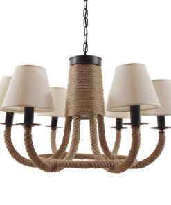 GloboStar® GLOBOSTAR® VERONE 10001020 Vintage Κρεμαστό Φωτιστικό Οροφής με Ντουί 6 x E14 AC 220-240V IP20 - Μπεζ - Μ65 x Π65 x Υ45cm