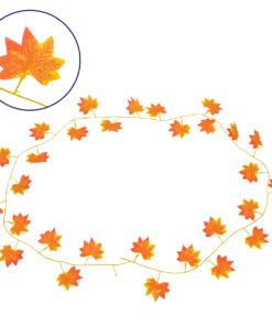 GloboStar® GloboStar® 78117 Τεχνητό Κρεμαστό Φυτό Διακοσμητική Γιρλάντα Λουλουδιών με 30 Πορτοκαλί Φύλλα Σφενδάμης M20 x Π20 x Υ220cm