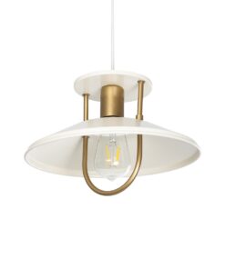 GloboStar® GLOBOSTAR® BILLA 203-0041 Vintage Κρεμαστό Φωτιστικό Οροφής με Ντουί 1 x E27 AC 220-240V IP20 - Λευκό & Χρυσό - M30.5 x Π30.5 x Υ20cm