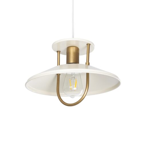GloboStar® GLOBOSTAR® BILLA 203-0041 Vintage Κρεμαστό Φωτιστικό Οροφής με Ντουί 1 x E27 AC 220-240V IP20 - Λευκό & Χρυσό - M30.5 x Π30.5 x Υ20cm