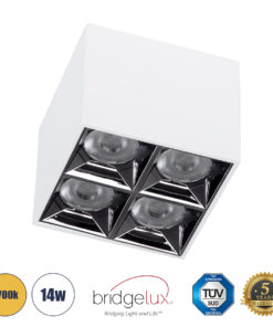 GloboStar® GloboStar® LUMINAR SUPERIOR 60335 Επιφανειακό LED Spot Downlight TrimLess 14W 1890lm 36° AC 220-240V IP20 Μ8.2 x Π8.2 x Υ6.6cm - Λευκό με Κάτοπτρο Χρωμίου - Θερμό Λευκό 2700K - Bridgelux High Lumen Chip Gen2 - TÜV Certified Driver - 5 Years Warranty