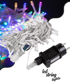 GloboStar® 85835 Διακοσμητική Γιρλάντα 13 Μέτρα με Controller 8 Προγραμμάτων Εναλλαγών Φωτισμού - Επεκτεινόμενη 100 LED 3.6W AC 230V με Διάφανο Καλώδιο & Πρίζα Schuko Αδιάβροχη IP44 RGB Μ13m