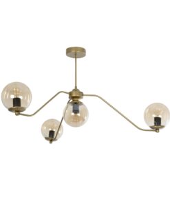 GloboStar® GloboStar® SUNRAY 201-0110 Vintage Φωτιστικό Οροφής Μπάλα Πολύφωτο 4 x E27 IP20 Χρυσό Μέταλλο με Μελί Γυαλί - Μ100 x Π100 x Υ26cm