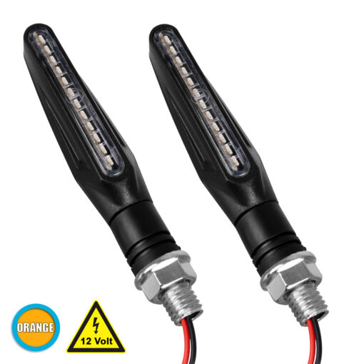 GloboStar® GLOBOSTAR® TURNLIGHT 81754 Φλας Μοτοσυκλέτας LED 2.5W/5W 150lm/300lm 120° DC 12V Αδιάβροχο IP65 Πορτοκαλί - Μ14 x Π2.3 x Υ1.9cm - Πακέτο 2 Τεμαχίων - 1 Χρόνο Εγγύηση