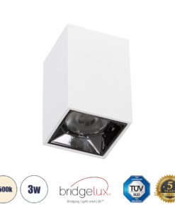 GloboStar® GloboStar® LUMINAR SUPERIOR 60322 Επιφανειακό LED Spot Downlight TrimLess 3W 420lm 36° AC 220-240V IP20 Μ4.2 x Π4.2 x Υ6.6cm - Λευκό με Κάτοπτρο Χρωμίου - Φυσικό Λευκό 4500K - Bridgelux High Lumen Chip Gen2 - TÜV Certified Driver - 5 Years Warranty