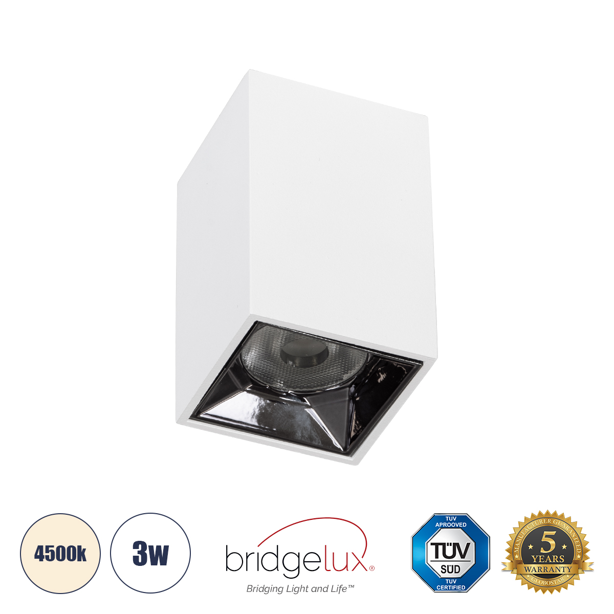 GloboStar® LUMINAR SUPERIOR 60322 Επιφανειακό LED Spot Downlight TrimLess 3W 420lm 36° AC 220-240V IP20 Μ4.2 x Π4.2 x Υ6.6cm - Λευκό με Κάτοπτρο Χρωμίου - Φυσικό Λευκό 4500K - Bridgelux High Lumen Chip Gen2 - TÜV Certified Driver - 5 Years Warranty 3 GloboStar® GloboStar® LUMINAR SUPERIOR 60322 Επιφανειακό LED Spot Downlight TrimLess 3W 420lm 36° AC 220-240V IP20 Μ4.2 x Π4.2 x Υ6.6cm - Λευκό με Κάτοπτρο Χρωμίου - Φυσικό Λευκό 4500K - Bridgelux High Lumen Chip Gen2 - TÜV Certified Driver - 5 Years Warranty