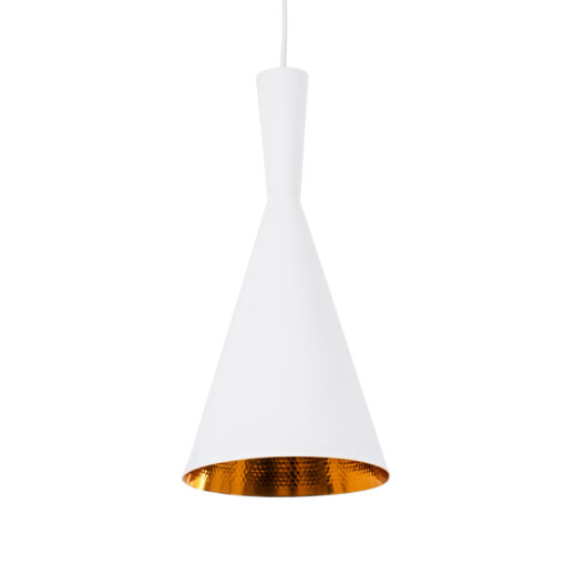 GloboStar® GLOBOSTAR® SHANGHAI 01026-C Μοντέρνο Κρεμαστό Φωτιστικό Οροφής με Ντουί 1 x E27 AC 220-240V IP20 - Λευκό & Χρυσό - Μ19 x Π19 x Υ38cm