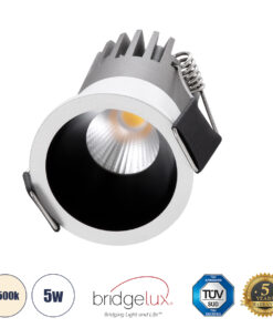 GloboStar® GloboStar® MICRO-S 60234 Χωνευτό LED Spot Downlight TrimLess Φ4cm 5W 650lm 38° AC 220-240V IP20 Φ4 x Υ5.9cm - Στρόγγυλο - Λευκό με Μαύρο Κάτοπτρο - Φυσικό Λευκό 4500K - Bridgelux COB - 5 Years Warranty