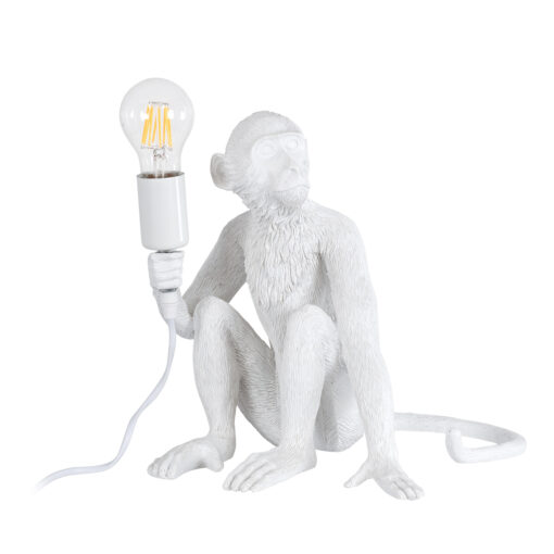 GloboStar® GloboStar® APES 01808 Μοντέρνο Επιτραπέζιο Φωτιστικό Πορτατίφ Μονόφωτο 1 x E27 IP20 Λευκό Πλαστικό - Μ30 x Π27 x Υ30cm