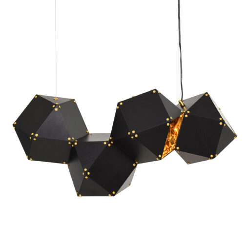 GloboStar® GLOBOSTAR® WELLES REPLICA 00796 Μοντέρνο Κρεμαστό Φωτιστικό Οροφής με Ντουί 4 x E14 AC 220-240V IP20 - Μαύρο & Χρυσό - Μ68 x Π32 x Υ30cm