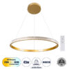 GloboStar® GLOBOSTAR® DIAMOND 61131 Μοντέρνο Κρεμαστό Φωτιστικό Οροφής LED 45W 5230lm 360° AC 220-240V IP20 Ρυθμιζόμενο Λευκό CCT με Χειριστήριο από 2700K έως 6000K Dimmable - Lumileds SMD Chip - Χρυσό Βούρτσας - Μ60 x Π60 x Υ3cm - 3 Χρόνια Εγγύηση