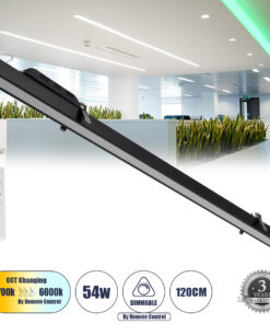 GloboStar® GloboStar® LUCA 61032 Γραμμικό Χωνευτό Φωτιστικό Linear LED CCT 54W 6500lm 120° AC 220-240V Μ121.5 x Π5 x Υ4cm - Εναλλαγή Φωτισμού μέσω Τηλεχειριστηρίου All In One Ψυχρό 6000k+Φυσικό 4500k+Θερμό 2700k Dimmable - Μαύρο - 3 Years Warranty