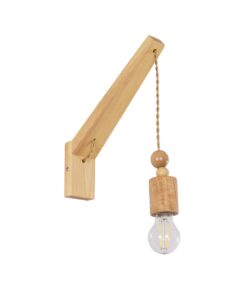 GloboStar® GloboStar® NOVO 00885 Vintage Επιτοίχιο Φωτιστικό Απλίκα Μονόφωτο 1 x E27 IP20 Μπεζ Ξύλο με Μπεζ Σχοινί - Μ7 x Π28 x Υ37cm