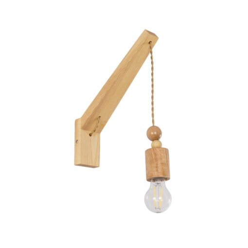 GloboStar® GloboStar® NOVO 00885 Vintage Επιτοίχιο Φωτιστικό Απλίκα Μονόφωτο 1 x E27 IP20 Μπεζ Ξύλο με Μπεζ Σχοινί - Μ7 x Π28 x Υ37cm