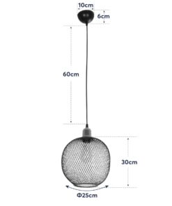 GLOBOSTAR® WIRE 203-0004 Μοντέρνο Κρεμαστό Φωτιστικό Οροφής με Ντουί 1 x E27 AC 220-240V IP20 - Μαύρο & Χάλκινο - Μ25 x Π25 x Υ30cm 22 6cf600 203 0004 11