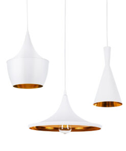 GloboStar® GLOBOSTAR® SHANGHAI 01026 Μοντέρνο Κρεμαστό Φωτιστικό Οροφής με Ντουί 3 x E27 AC 220-240V IP20 - Λευκό & Χρυσό - Μ79.5 x Π79.5 x Υ38cm - Σετ 3 Τεμαχίων