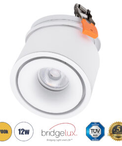 GloboStar® GloboStar® OMEGA-R 60295 Χωνευτό LED Spot Downlight TrimLess Φ10cm 12W 1500lm 36° AC 220-240V IP20 Φ10 x Υ8.2cm - Στρόγγυλο - Λευκό - Θερμό Λευκό 2700K - Bridgelux COB - 5 Years Warranty