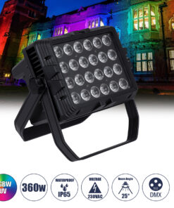 GloboStar® GloboStar® 51175 HARPIES Επαγγελματική Κεφαλή PAR DMX512 360W AC 220V-240V 4in1 - SPOT 25° OSRAM LED Αδιάβροχη IP65 RGBW+UV - Μαύρο - L34 x W21 x H34cm