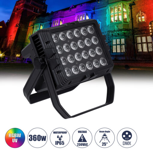 GloboStar® GloboStar® 51175 HARPIES Επαγγελματική Κεφαλή PAR DMX512 360W AC 220V-240V 4in1 - SPOT 25° OSRAM LED Αδιάβροχη IP65 RGBW+UV - Μαύρο - L34 x W21 x H34cm