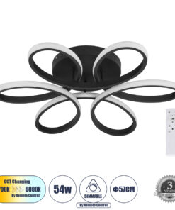 GloboStar® GLOBOSTAR® MARGARET 61400 Μοντέρνο Φωτιστικό Οροφής LED 54W 6210lm 360° AC 220-240V IP20 Ρυθμιζόμενο Λευκό CCT με Χειριστήριο από 2700K έως 6000K Dimmable - Lumileds SMD Chip - Μαύρο Ματ - Μ57 x Π57 x Υ12cm - 3 Χρόνια Εγγύηση