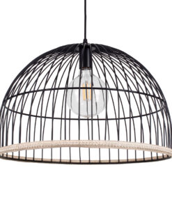 GloboStar® GLOBOSTAR® NEVIS 00681 Μοντέρνο Κρεμαστό Φωτιστικό Οροφής με Ντουί 1 x E27 AC 220-240V IP20 - Μαύρο & Μπεζ - Μ49 x Π49 x Υ34.5cm