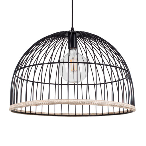 GloboStar® GLOBOSTAR® NEVIS 00681 Μοντέρνο Κρεμαστό Φωτιστικό Οροφής με Ντουί 1 x E27 AC 220-240V IP20 - Μαύρο & Μπεζ - Μ49 x Π49 x Υ34.5cm