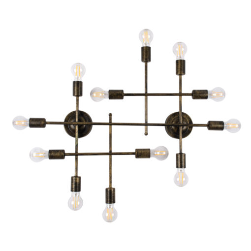 GloboStar® GloboStar® PIPING 00669 Vintage Επιτοίχιο Φωτιστικό Πολύφωτο 12 x E27 IP20 Μπρούτζινο Μέταλλο - Μ78.5 x Π9.5 x Υ64cm