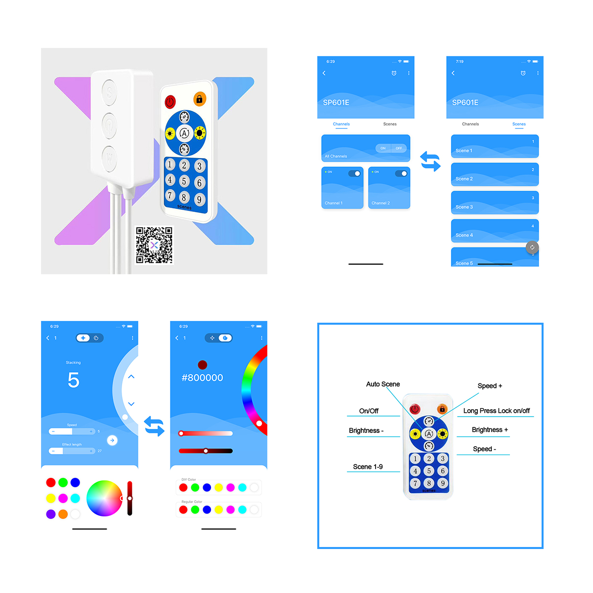 GloboStar® 70038 Ασύρματος LED Dream-Color Magic Digital RGBW Dual Controller Bluetooth με Χειριστήριο RF 16 Keys για LED Digital RGBW Προϊόντα 5v - 12v - 24v 2048 IC 7 GloboStar® 70038 Ασύρματος LED Dream-Color Magic Digital RGBW Dual Controller Bluetooth με Χειριστήριο RF 16 Keys για LED Digital RGBW Προϊόντα 5v - 12v - 24v 2048 IC - Image 5