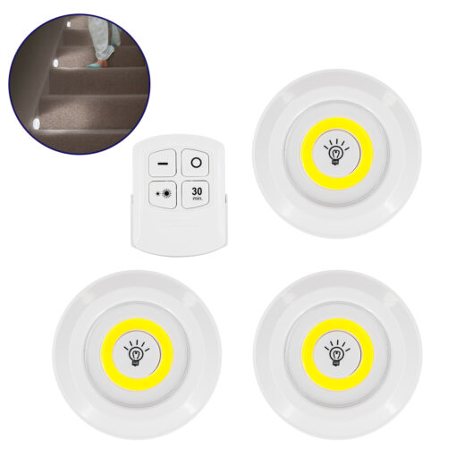 GloboStar® GloboStar® 79044 Φωτιστικά Νυκτός Μπαταρίας LED COB 6W 600lm με Timer & Ασύρματο Χειριστήριο RF - ΣΕΤ 3 Τεμαχίων Ψυχρό Λευκό 6000K