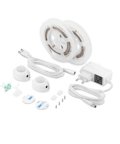 GloboStar® GloboStar® 70401 ΣΕΤ Ταινία LED Κρυφού Φωτισμού Κρεβατιού 2 x 1.2m 6W 600lm 2835 SMD 120° Αδιάβροχη IP65 με Τροφοδοτικό & 2 x Ανιχνευτή Κίνησης 360° Φυσικό Λευκό 4000k