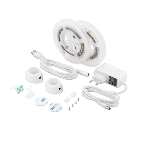 GloboStar® GloboStar® 70401 ΣΕΤ Ταινία LED Κρυφού Φωτισμού Κρεβατιού 2 x 1.2m 6W 600lm 2835 SMD 120° Αδιάβροχη IP65 με Τροφοδοτικό & 2 x Ανιχνευτή Κίνησης 360° Φυσικό Λευκό 4000k